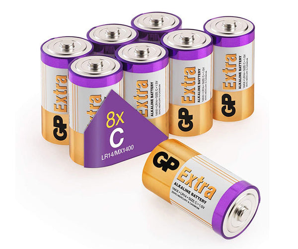 Battery pack with 8 pieces of extra alkaline C batteries - GP Batteries Australia