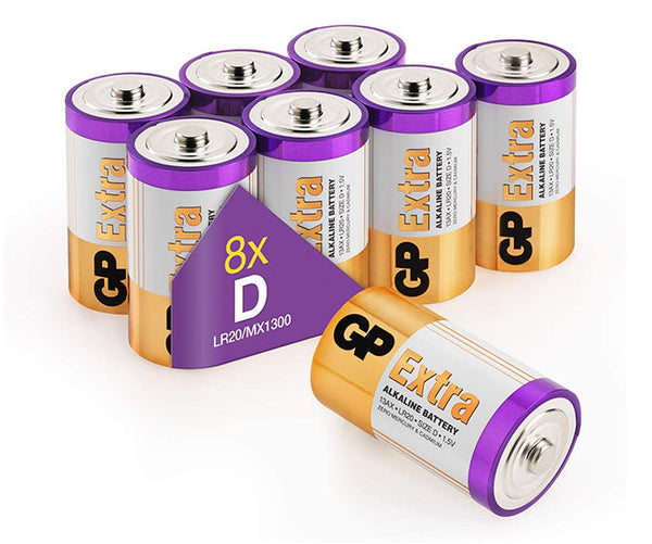 Battery pack with 8 pieces of extra alkaline D batteries - GP Batteries Australia